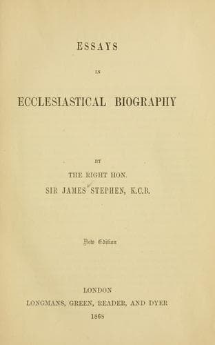 Tapa de Essays in ecclesiastical biography