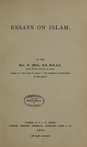 Tapa de Essays on Islám