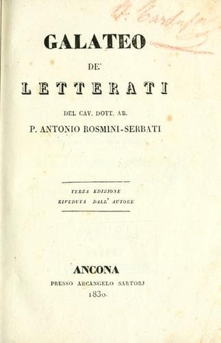 Tapa de Galateo de' letterati.