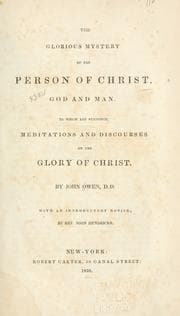 Tapa de The glorious mystery of the person of Christ, God and Man