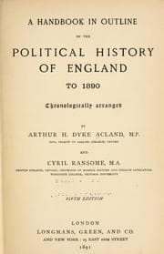 Tapa de A handbook in outline of the political history of England to 1890