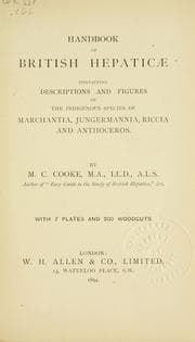 Tapa de Handbook of British Hepatic containing descriptions and figures of the indigenous species of Marchantia, Jungermannia, Riccia, and Anthoceros