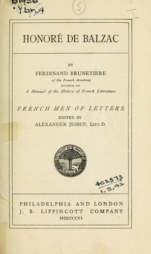 Tapa de Honoré de Balzac