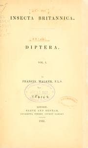 Tapa de Insecta Britanica : Diptera / by Francis Walker