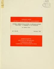 Tapa de Internal communication systems in American business structures
