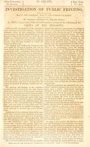 Tapa de Investigation of public printing