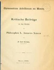 Tapa de Kritische Beiträge zu den Briefen des Philosophen L. Annaeus Seneca