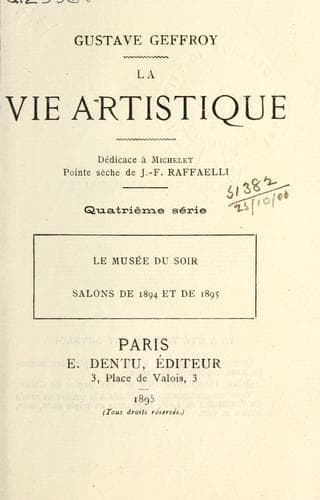 Tapa de vie artistique.