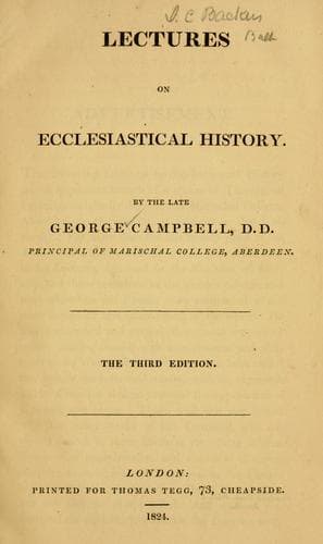 Tapa de Lectures on ecclesiastical history