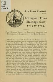Tapa de Lexington town meetings from 1765 to 1775