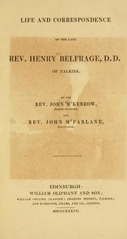 Tapa de Life and correspondence of the late Rev. Henry Belfrage, D.D. of Falkirk
