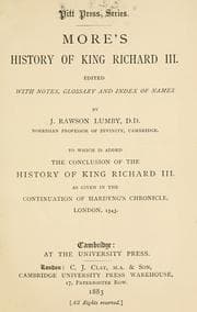 Tapa de More's History of King Richard III
