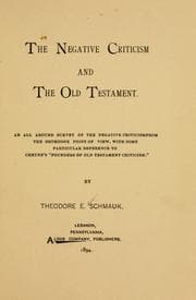 Tapa de The negative criticism and the Old Testament