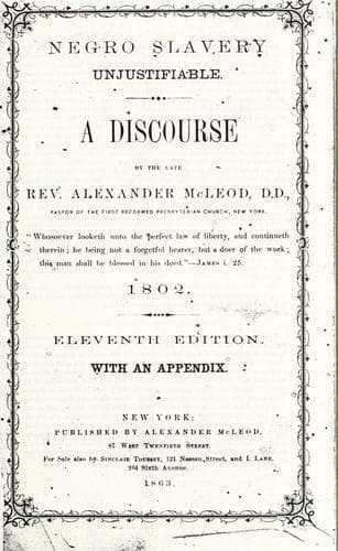 Tapa de Negro slavery unjustifiable