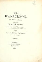 Tapa de Odes d'Anacréon et autres poésies