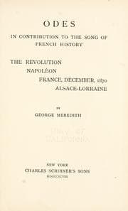 Tapa de Odes in contribution to the song of French history: The revolution; Napoléon; France, December, 1870; Alsace-Lorraine