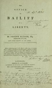 Tapa de The office of bailiff of a liberty