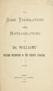 Tapa de On some translations and mistranslations in Dr. Williams' Syllabic dictionary of the Chinese language