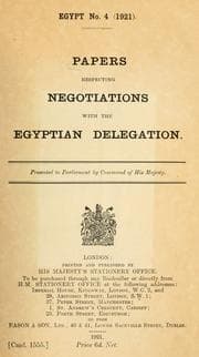 Tapa de Papers respecting negotiations with the Egyptian delegation