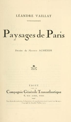 Tapa de Paysages de Paris.