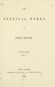 Tapa de The poetical works of John Keats, in two parts