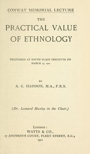 Tapa de The practical value of ethnology