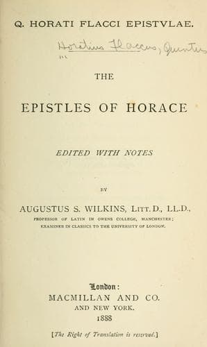Tapa de Q. Horati Flacci Epistulae =