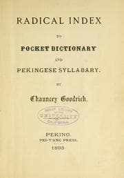 Tapa de Radical index to Pocket dictionary and Pekingese syllabary