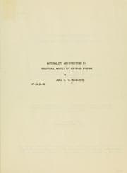 Tapa de Rationality and structure in behavioral models of business systems