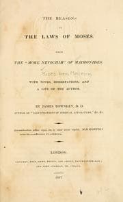 Tapa de The reasons of the laws of Moses, from the "More nevochim"