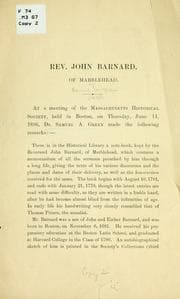 Tapa de Rev. John Barnard, of Marblehead