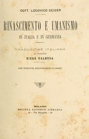 Tapa de Rinascimento e umanismo in Italia e in Germania e in Italia [di] Lodovico Geiger