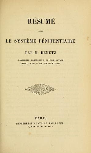 Tapa de Résumé sur le système pénitentiaire