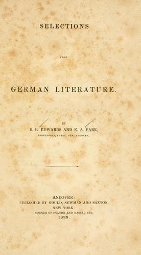 Tapa de Selections from German literature