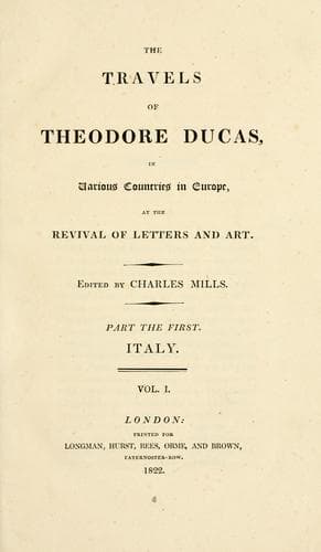 Tapa de The travels of Theodore Ducas in various countries in Europe, at the revival of letters and art