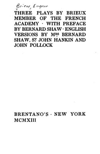 Tapa de Three plays by Brieux ...