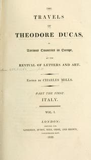 Tapa de The travels of Theodore Ducas [pseud.] in various countries in Europe, at the revival of letters and art
