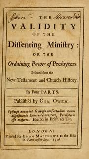 Tapa de The Validity of the Dissenting ministry