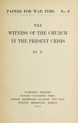Tapa de The witness of the church in the present crisis