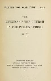 Tapa de The witness of the church in the present crisis