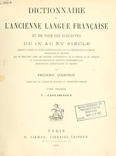 Tapa de Dictionnaire de l'ancienne langue française et de tous ses dialectes du 9e au 15e siècle