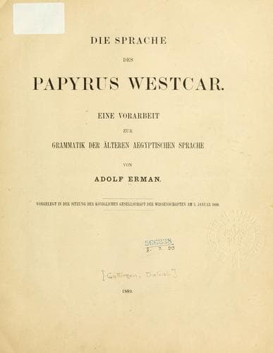 Tapa de Die Sprache des Papyrus Westcar