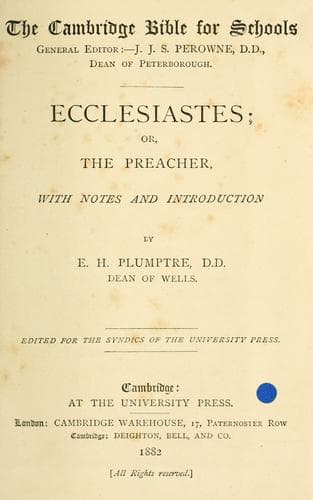 Tapa de Ecclesiastes, or, The Preacher
