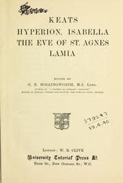 Tapa de Hyperion, Isabella, The Eve of St. Agnes, [and] Lamia