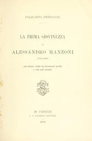 Tapa de La prima giovinezza di Alessandro Manzoni, 1785-1806