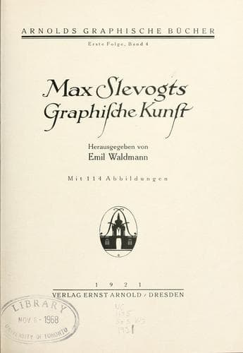 Tapa de Max Slevogts graphische Kunst