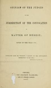 Tapa de Opinion of the judges on the jurisdiction of the convocation in matter of heresy