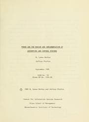 Tapa de Power and the design and implementation of accounting and control systems