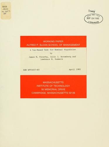 Tapa de A tax-based test for nominal rigidities