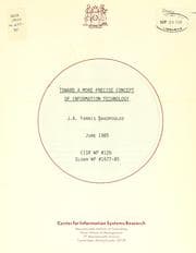Tapa de Toward a more precise concept of information technology